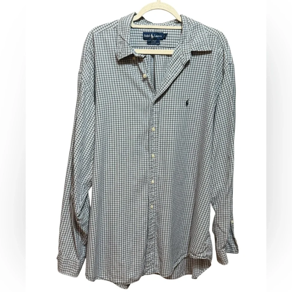 Ralph Lauren Men’s Blake Fit Blue Plaid Button Down‎ Shirt Sz XXL